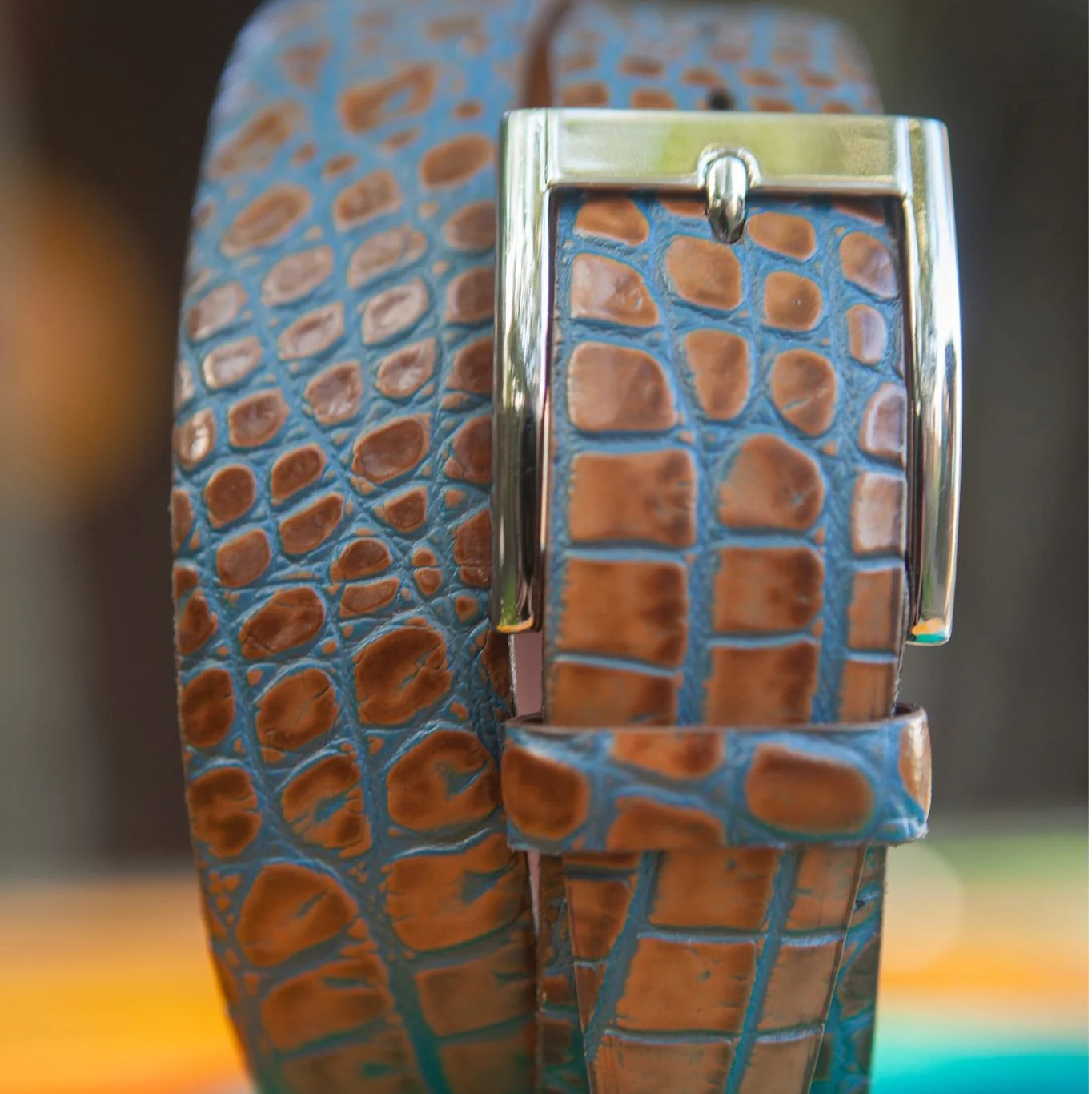 Croc-Embossed Calfskin Belt