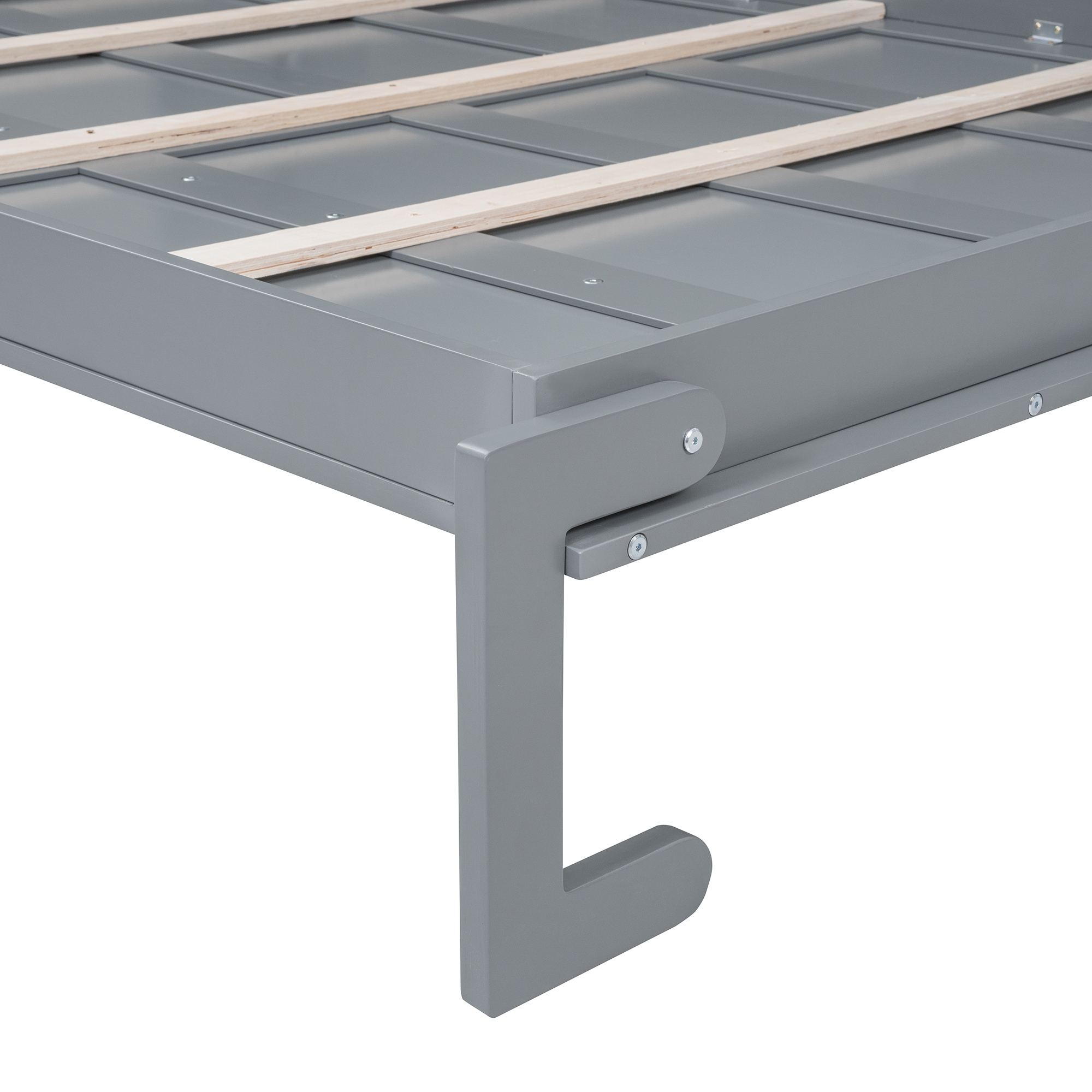 Full Size Murphy Bed Wall Bed with Top Cabinets,Gray - Image 10