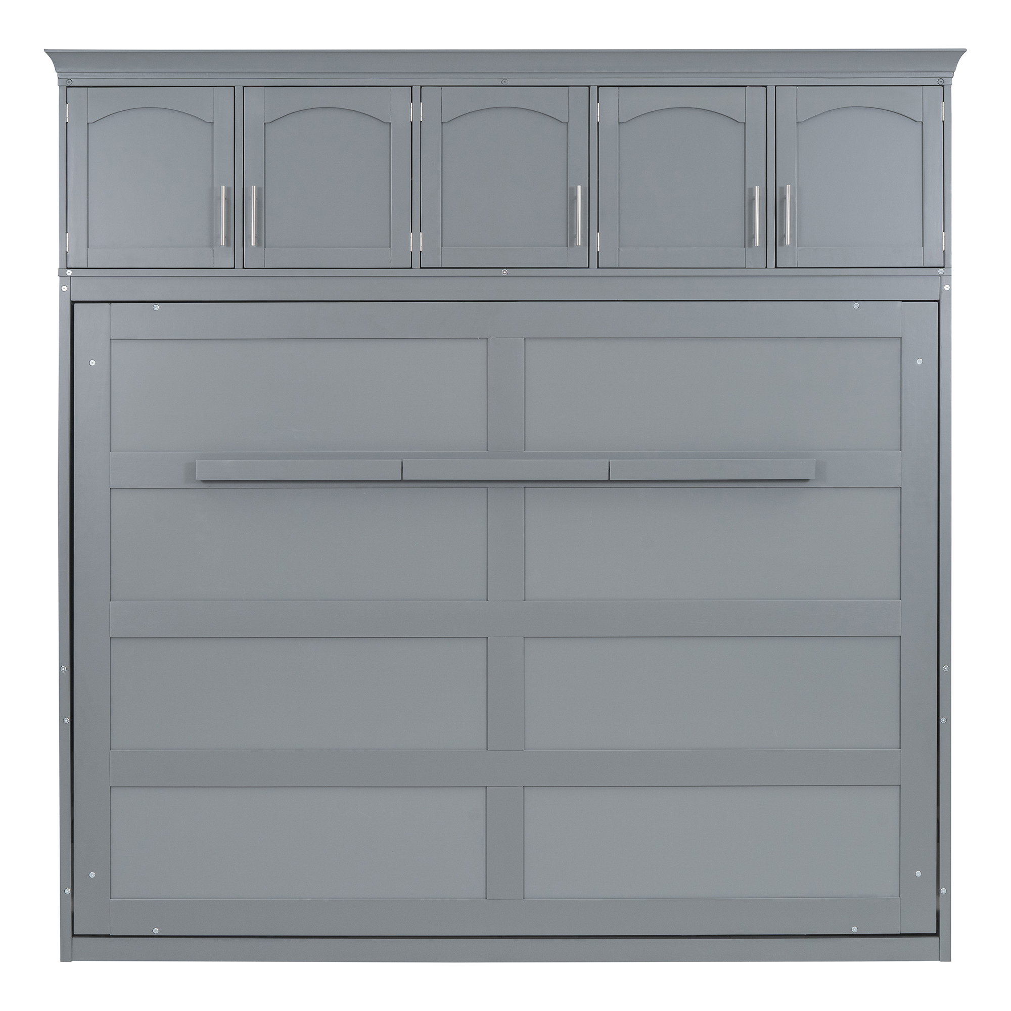 Full Size Murphy Bed Wall Bed with Top Cabinets,Gray - Image 18