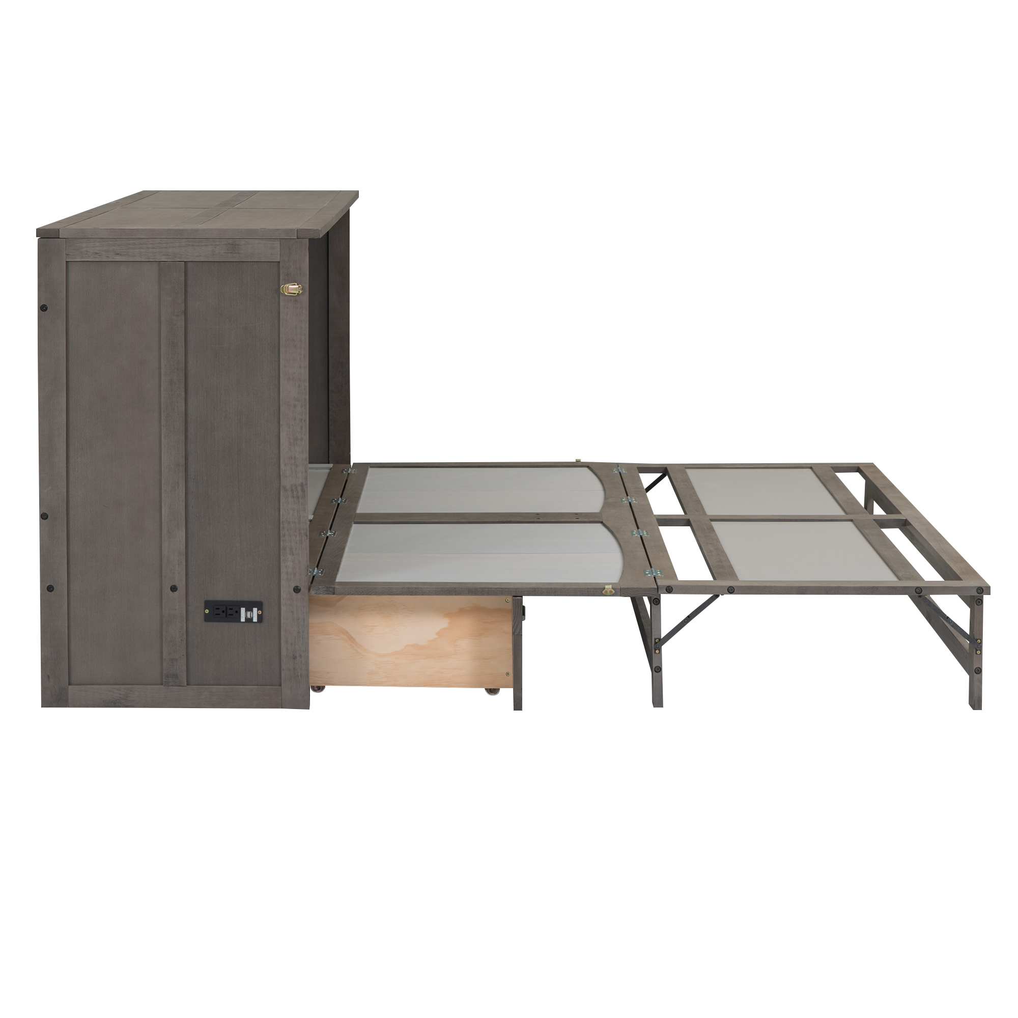 Queen Size Murphy Bed with Built-In Charging Station Antique Grey - Image 11