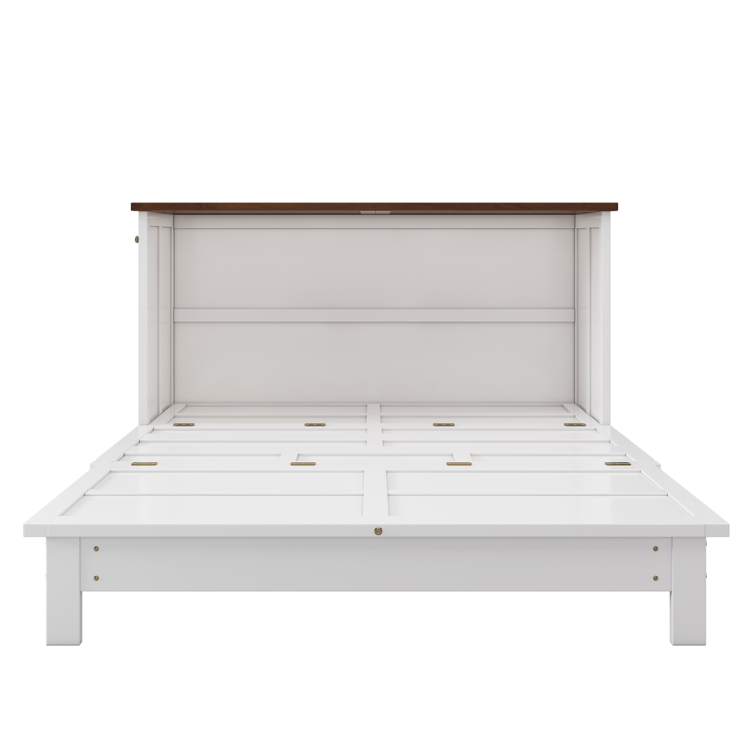 Solid Pine Murphy Bed Chest with Charging Station and Large Storage Drawer for Home Office or Small Room , Queen, White+Walnut - Image 17