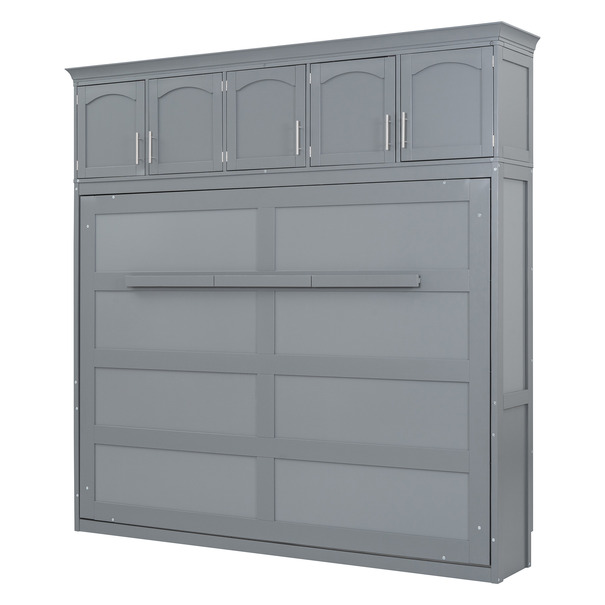 Full Size Murphy Bed Wall Bed with Top Cabinets,Gray - Image 14