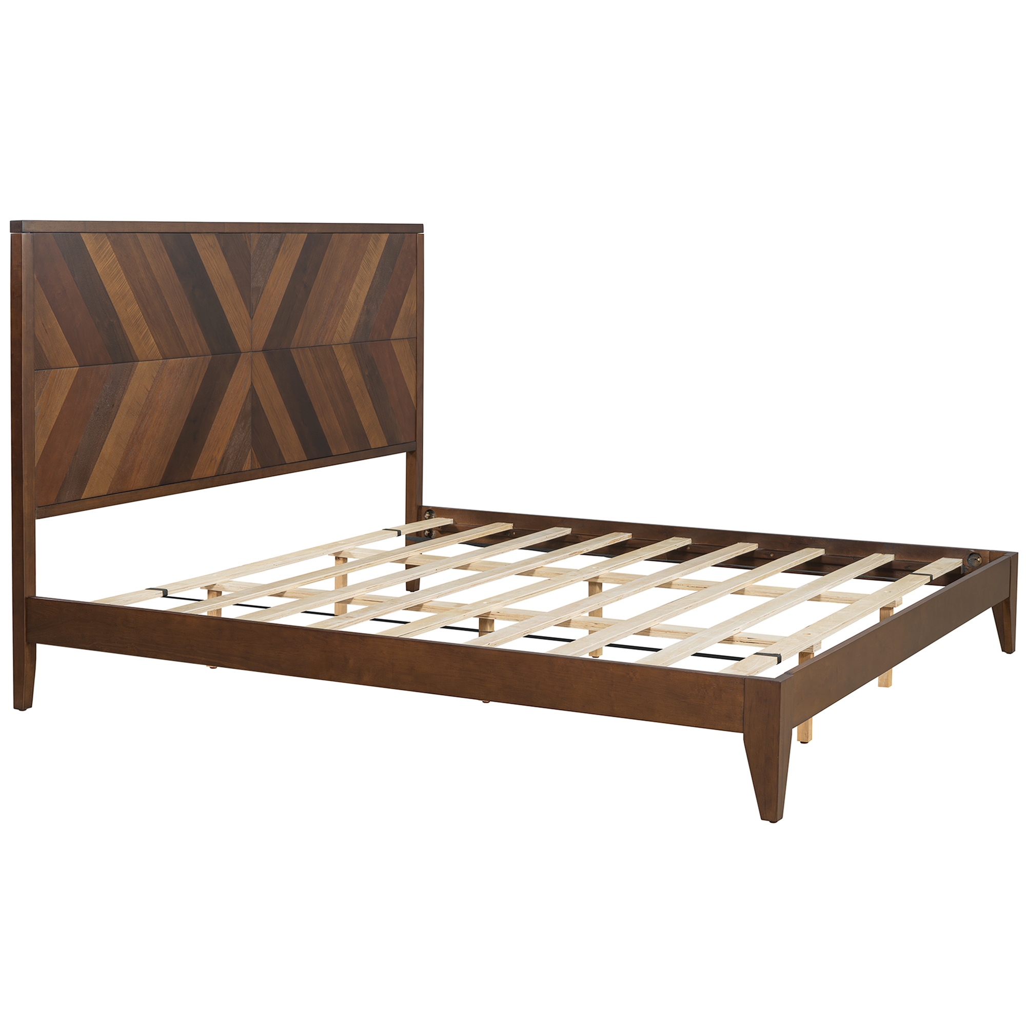 Mid-Century Modern Platform Bed Wood Slat Support with No Box Spring Needed,King Walnut - Image 17