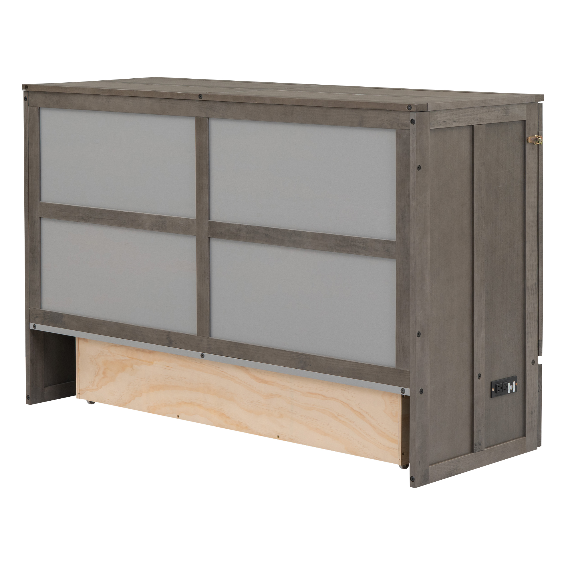 Queen Size Murphy Bed with Built-In Charging Station Antique Grey - Image 14