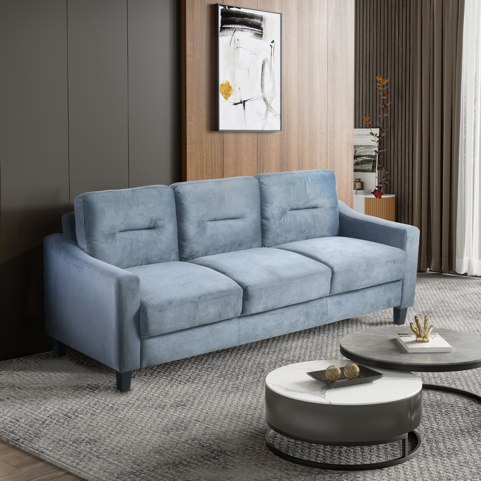 Gray Couch Comfortable Sectional Couches and Sofas for Living Room Office Small Space Chenille - Image 4