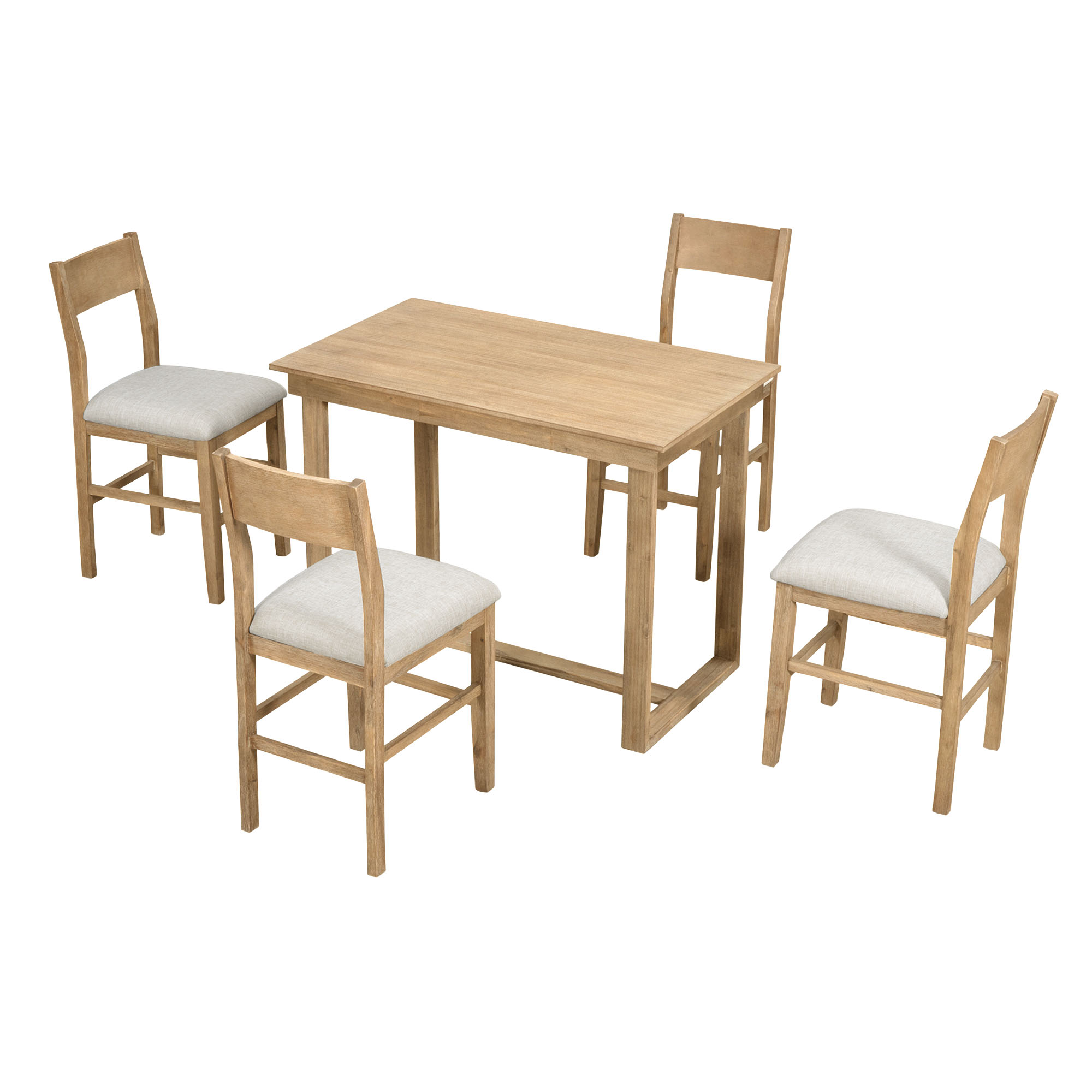 TOPMAX farmhouse countertop height 5-piece dining table set with 1 rectangular dining table and 4 brown dining chairs - Image 2