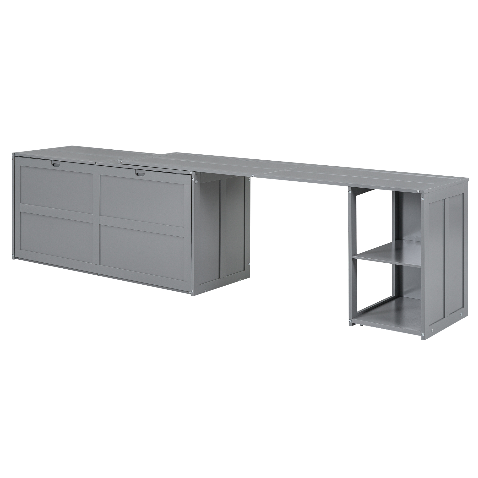 Queen Size Murphy Bed with Rotable Desk Gray - Image 16