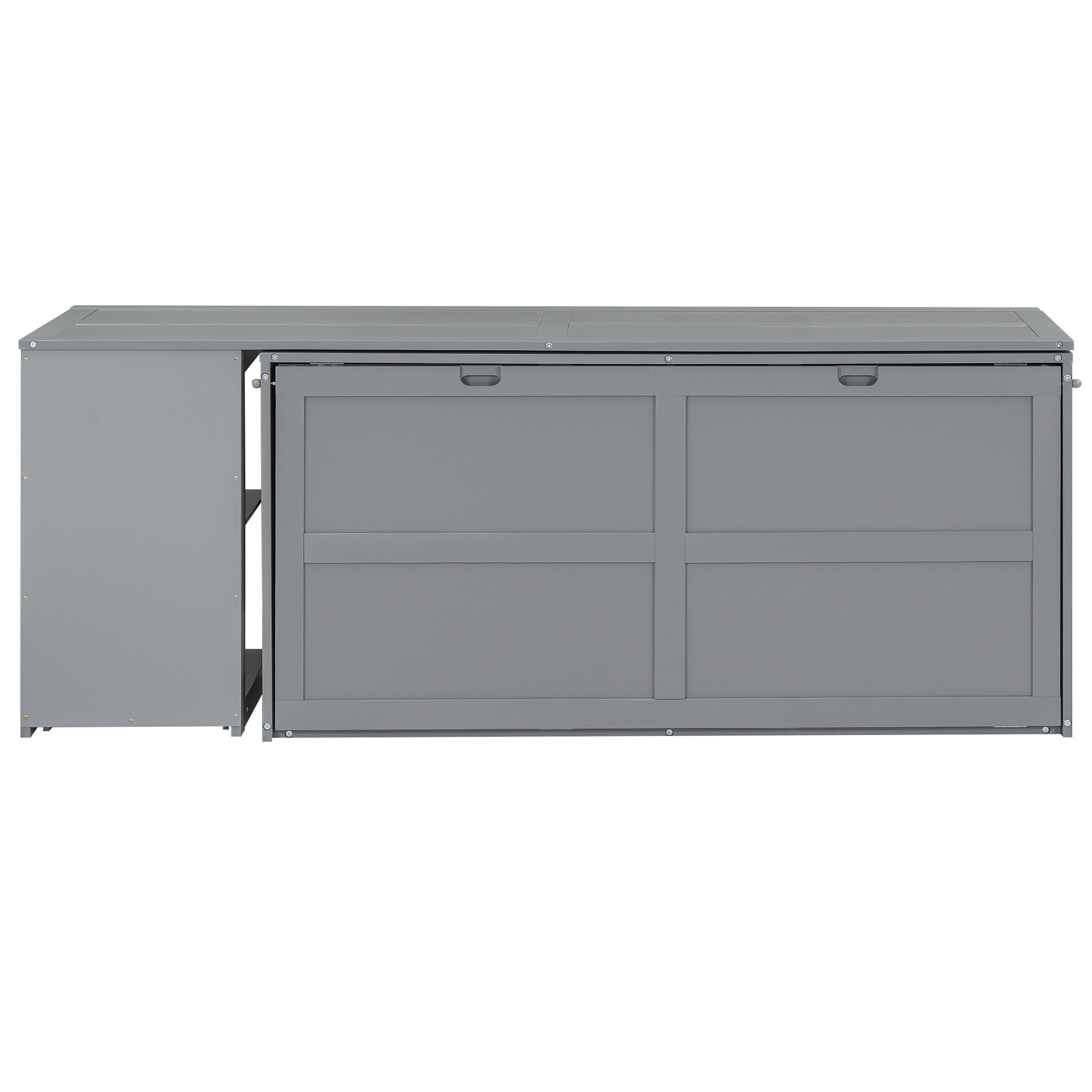 Queen Size Murphy Bed with Rotable Desk Gray - Image 9