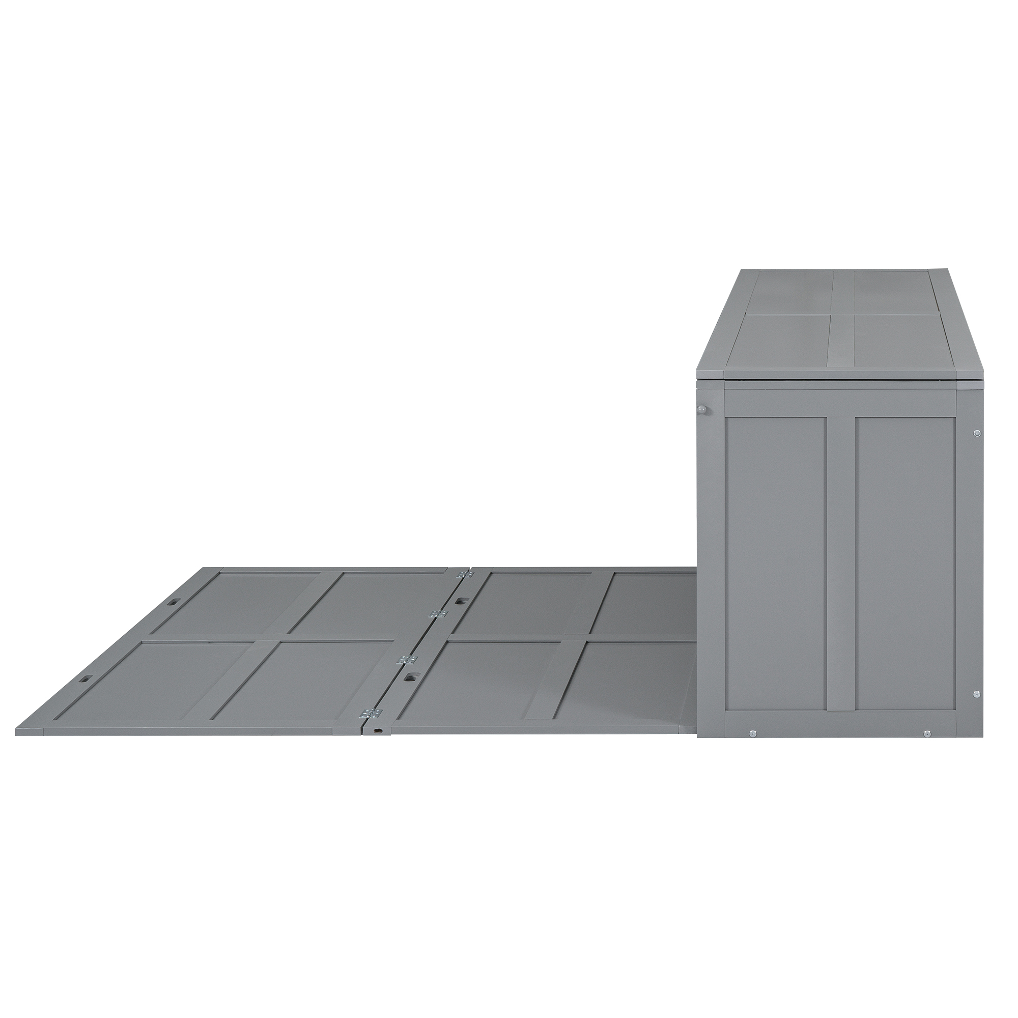 Queen Size Murphy Bed with Rotable Desk Gray - Image 24