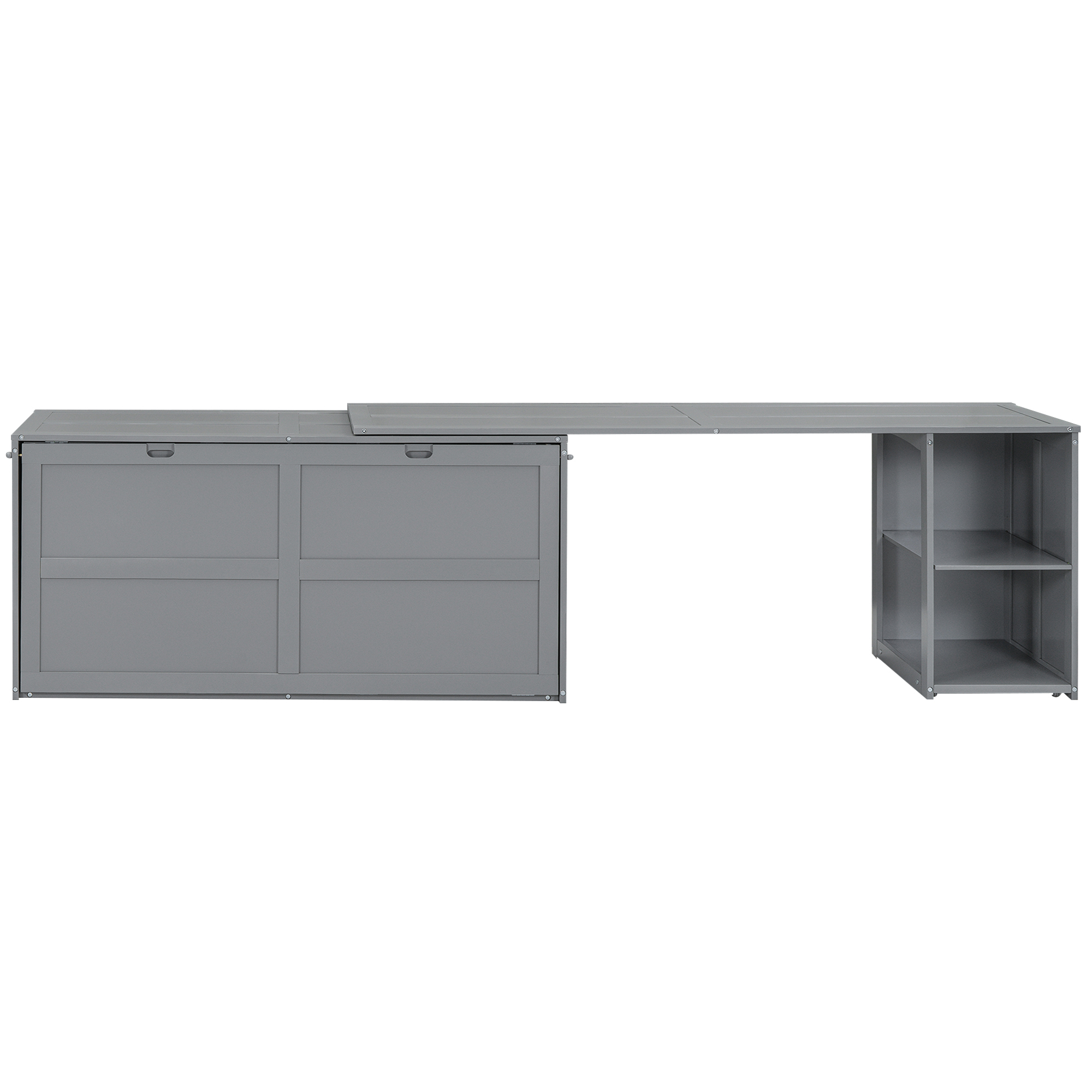 Queen Size Murphy Bed with Rotable Desk Gray - Image 25