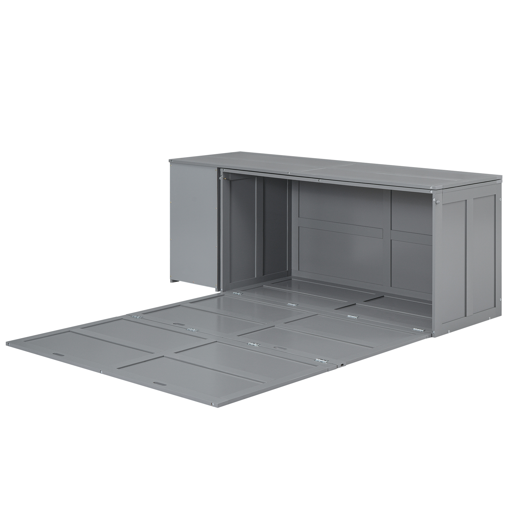 Queen Size Murphy Bed with Rotable Desk Gray - Image 22