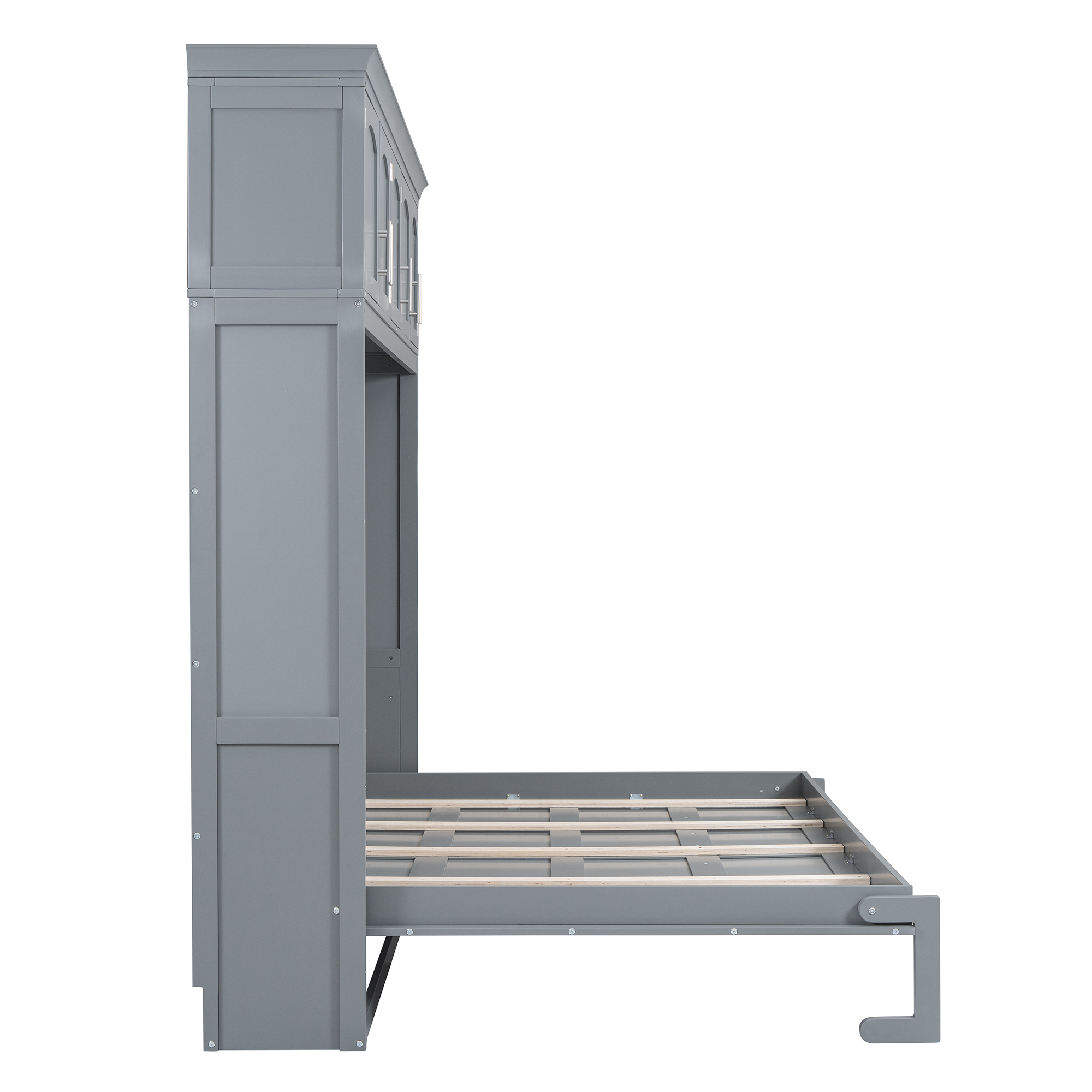 Full Size Murphy Bed Wall Bed with Top Cabinets,Gray - Image 20