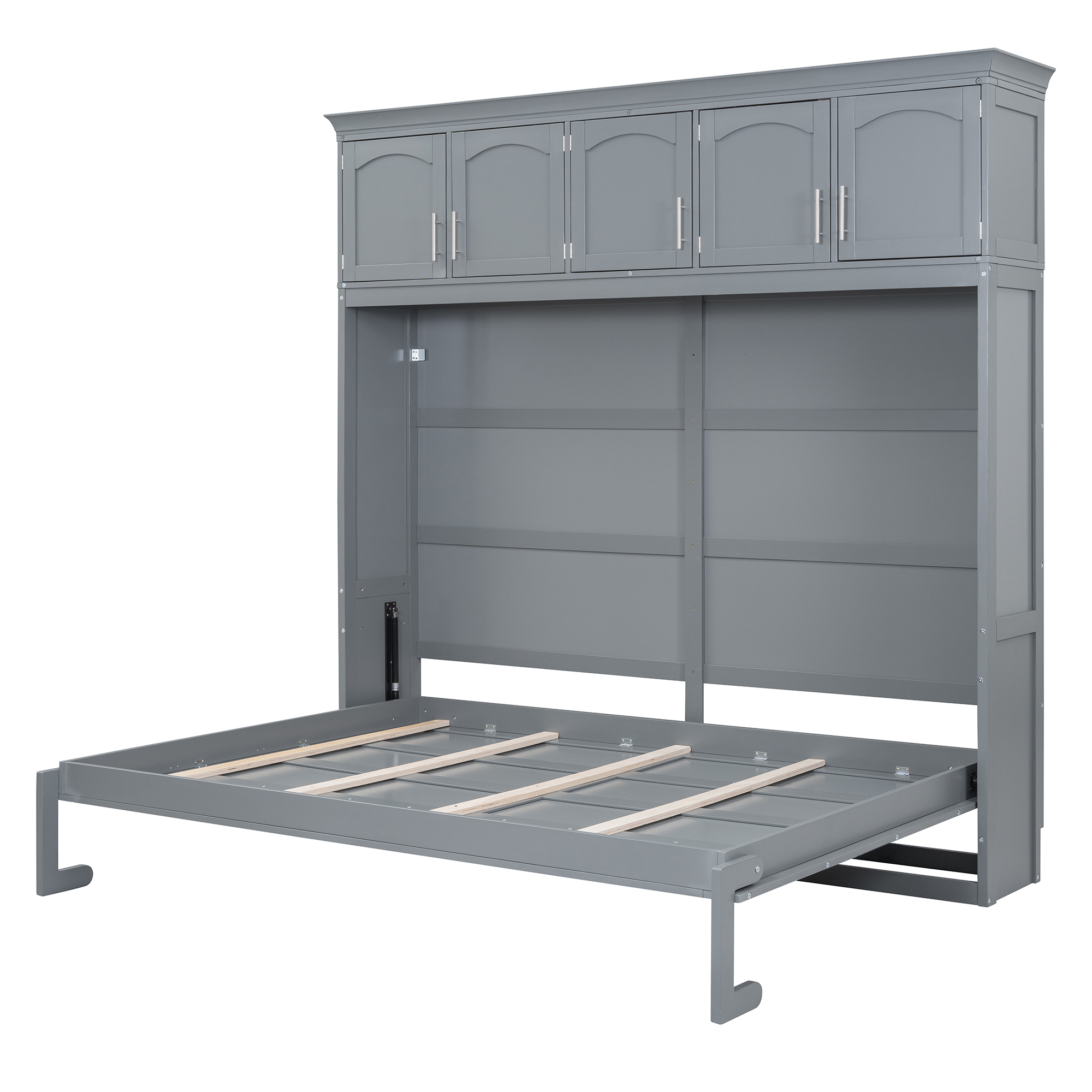 Full Size Murphy Bed Wall Bed with Top Cabinets,Gray - Image 23