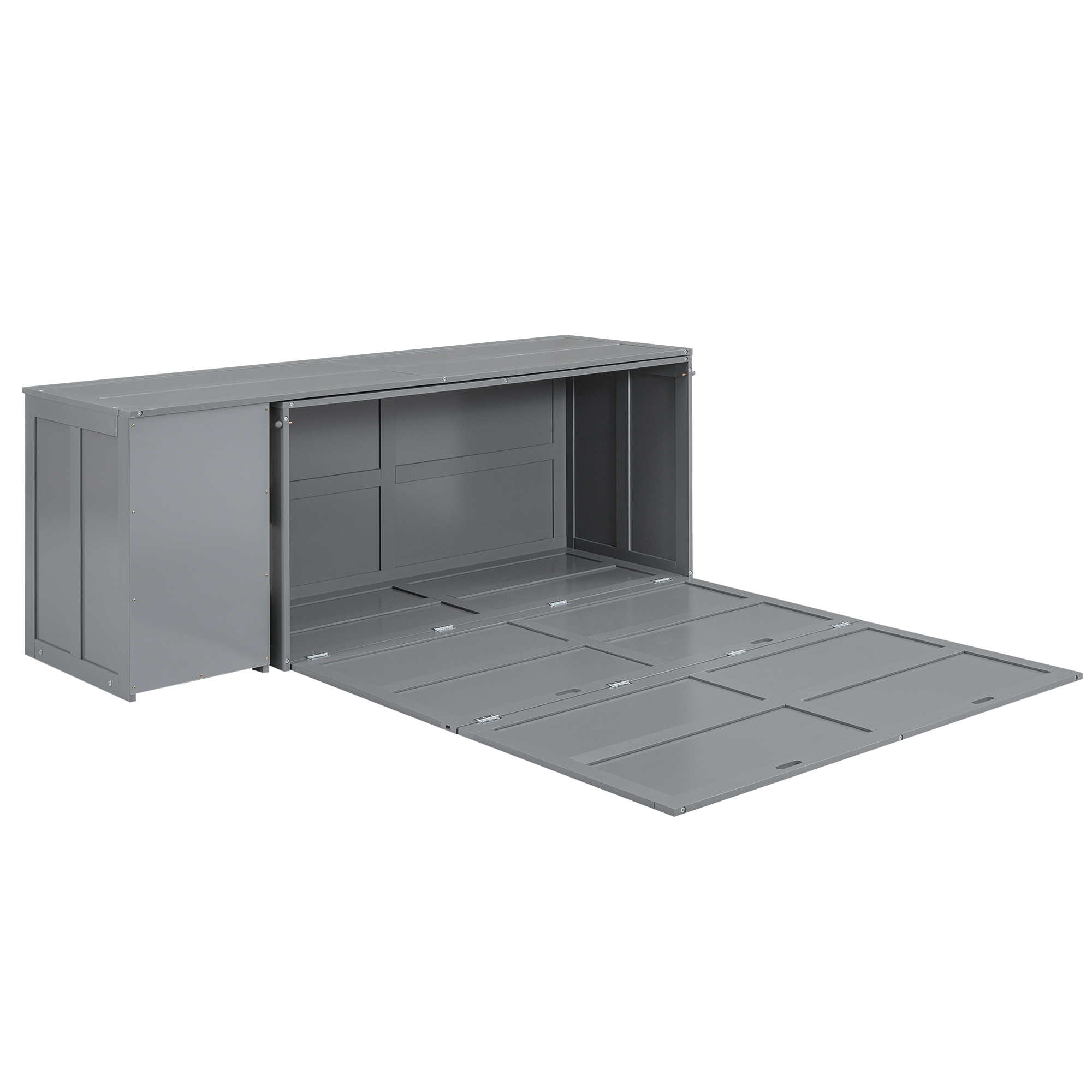 Queen Size Murphy Bed with Rotable Desk Gray - Image 11