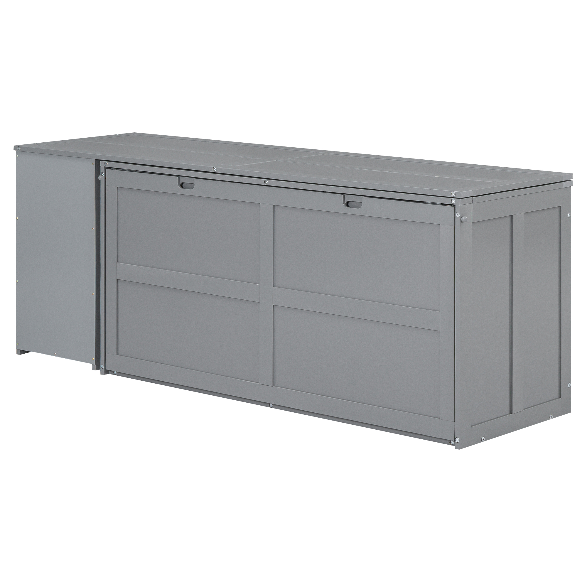 Queen Size Murphy Bed with Rotable Desk Gray - Image 18