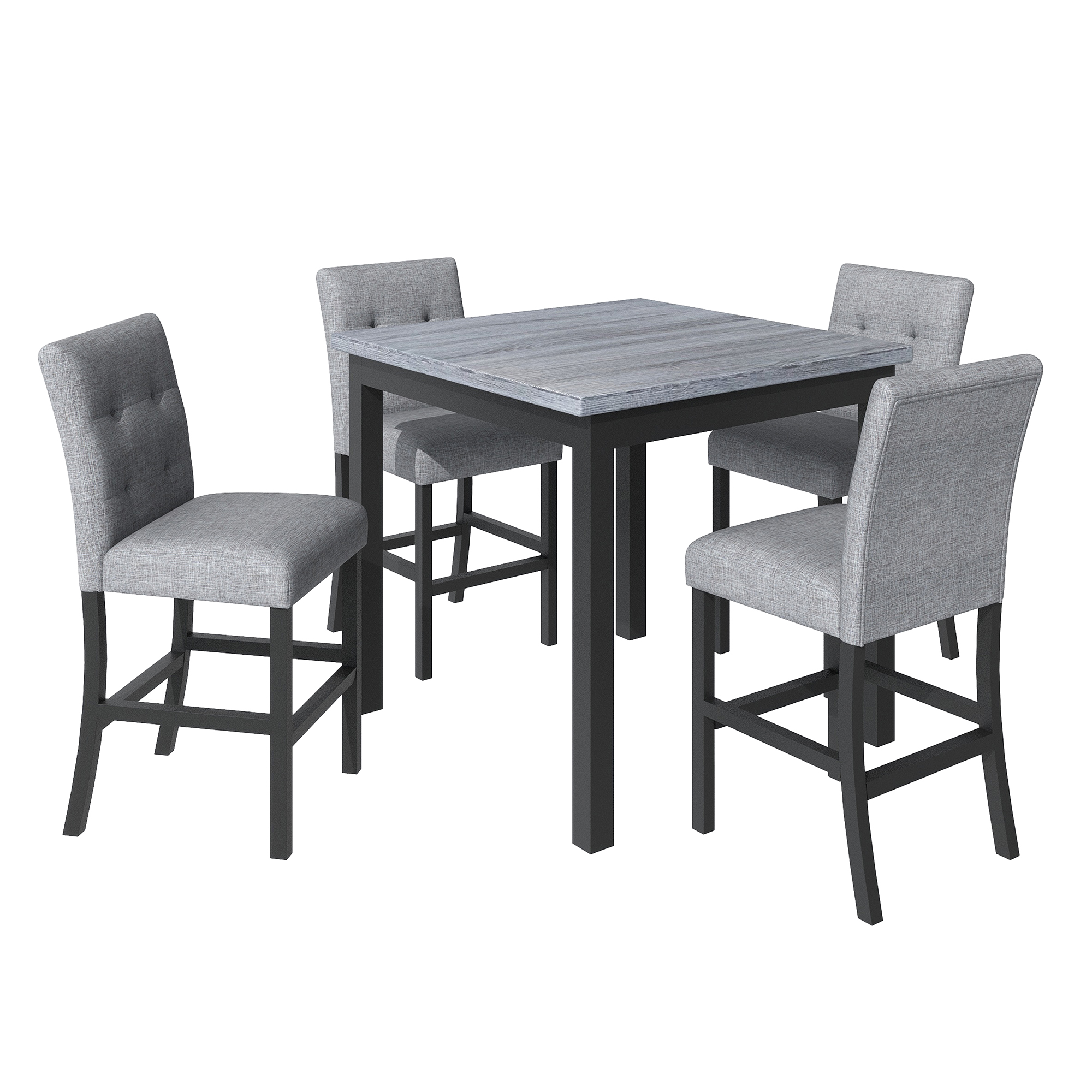 TOPMAX 5-piece cabinet dining table set, wooden square dining table and chairs, and 4 soft cushioned high back chairs in black - Image 2