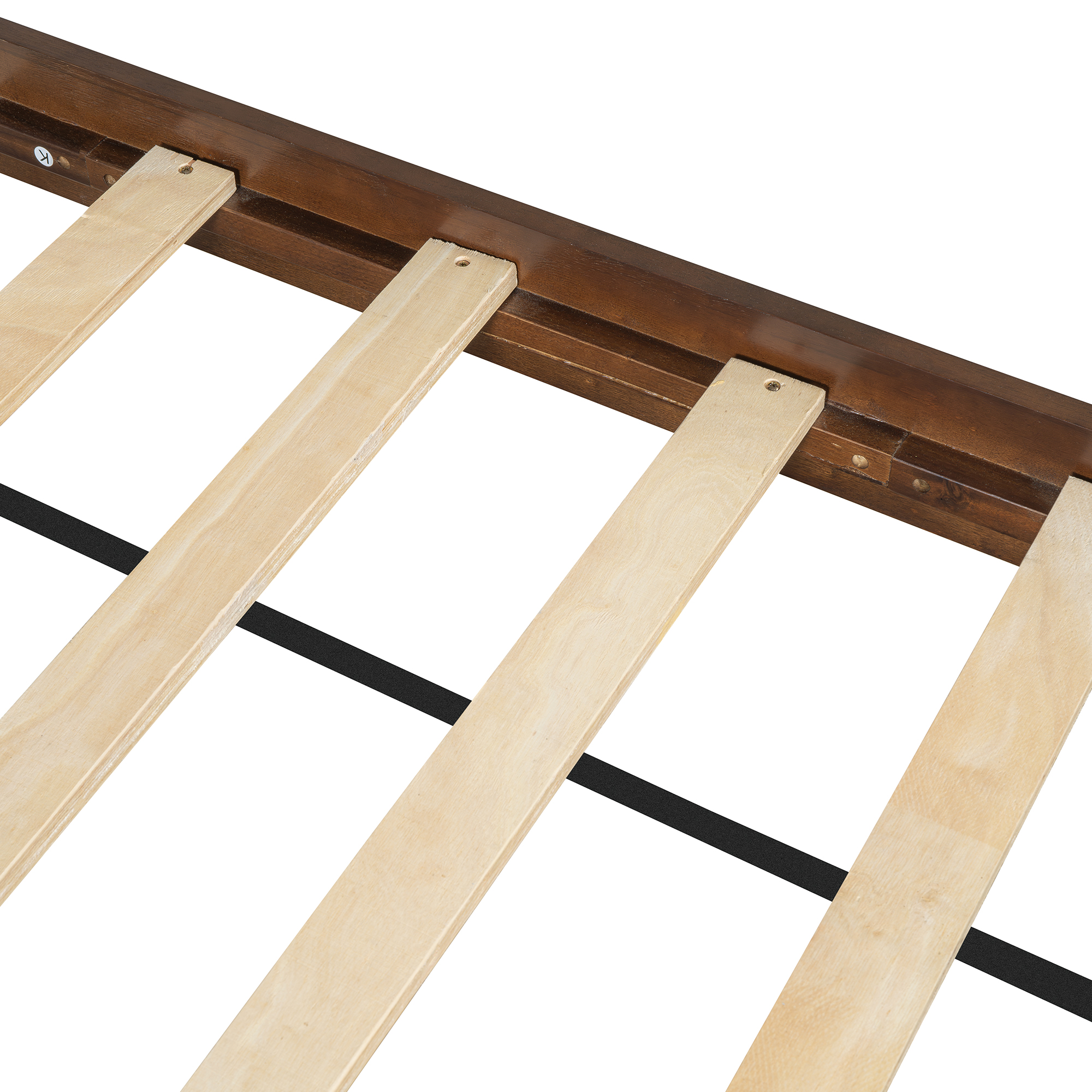 Mid-Century Modern Platform Bed Wood Slat Support with No Box Spring Needed,King Walnut - Image 2