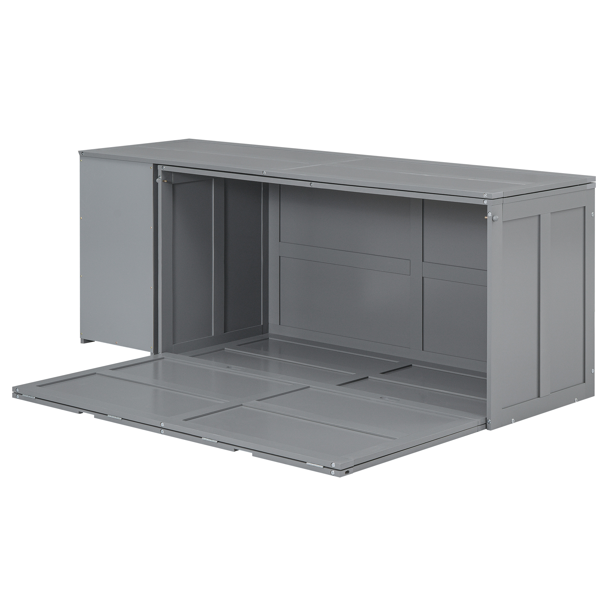 Queen Size Murphy Bed with Rotable Desk Gray - Image 23
