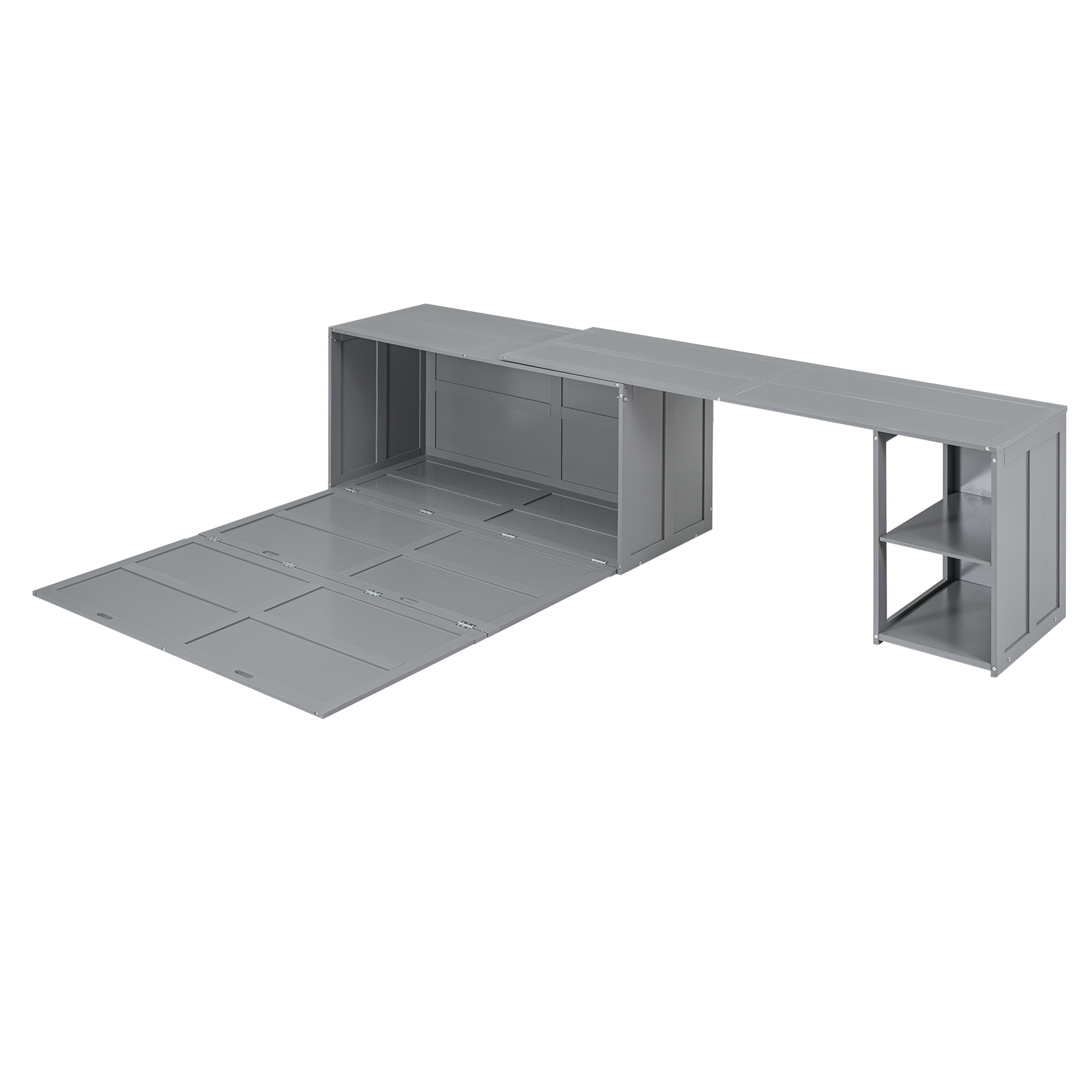 Queen Size Murphy Bed with Rotable Desk Gray - Image 20