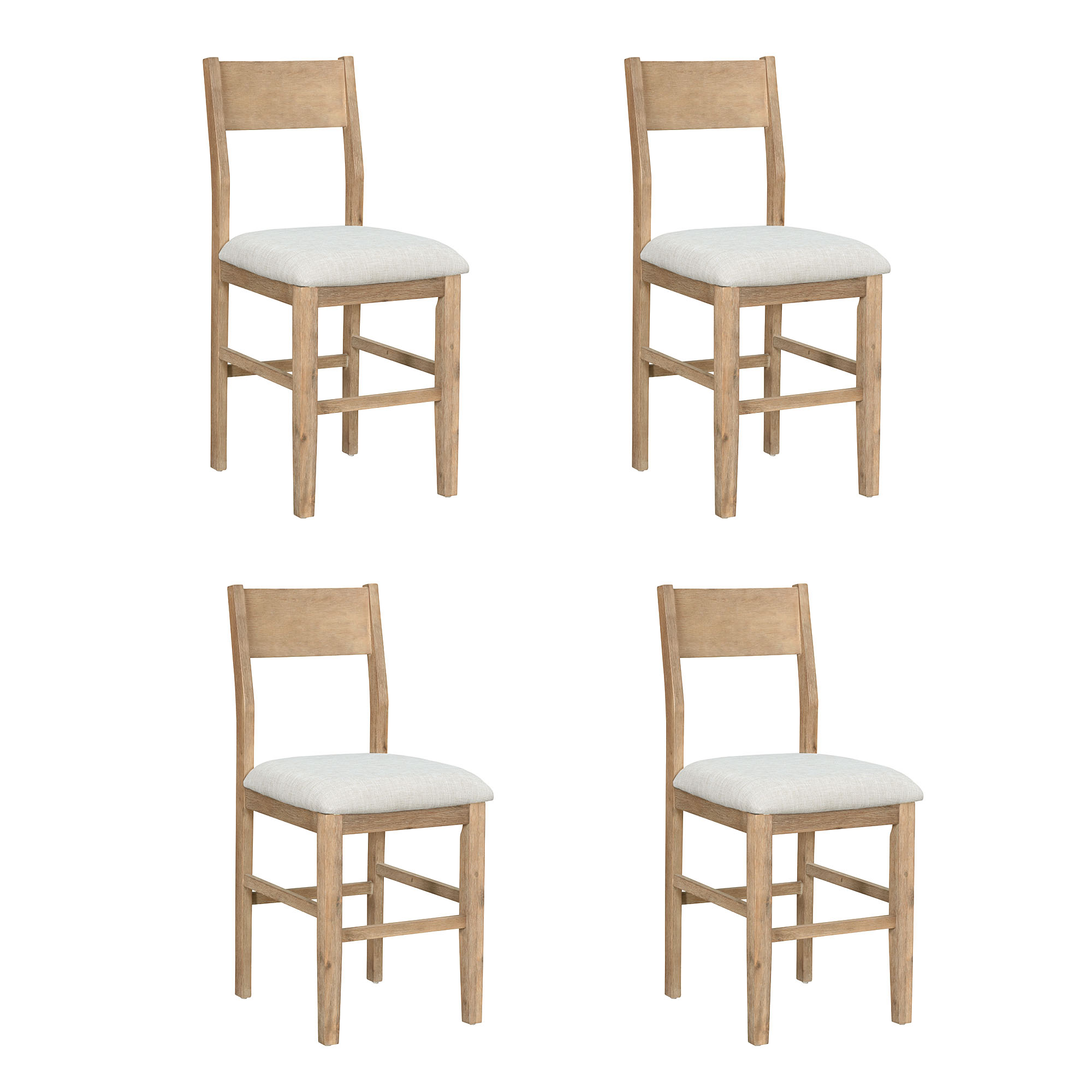 TOPMAX farmhouse countertop height 5-piece dining table set with 1 rectangular dining table and 4 brown dining chairs - Image 13