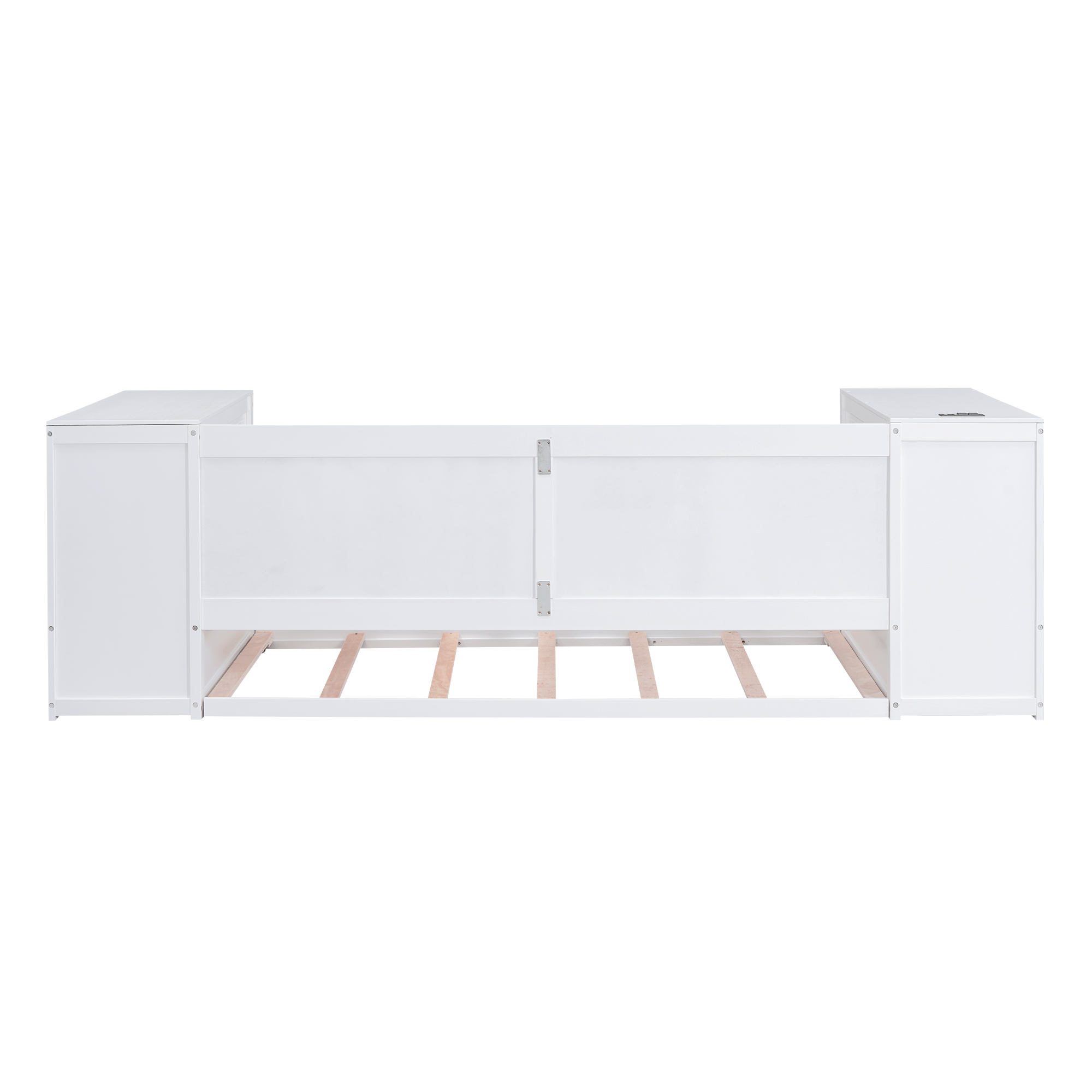 Twin Size Daybed with Storage Arms Trundle and Charging Station White - Image 5