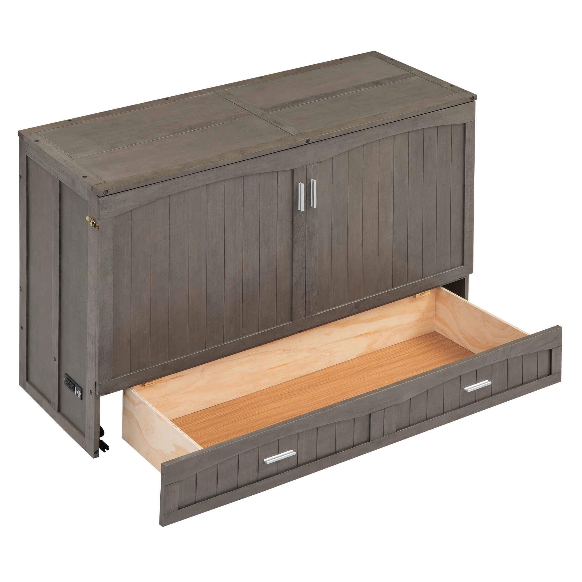 Queen Size Murphy Bed with Built-In Charging Station Antique Grey - Image 19