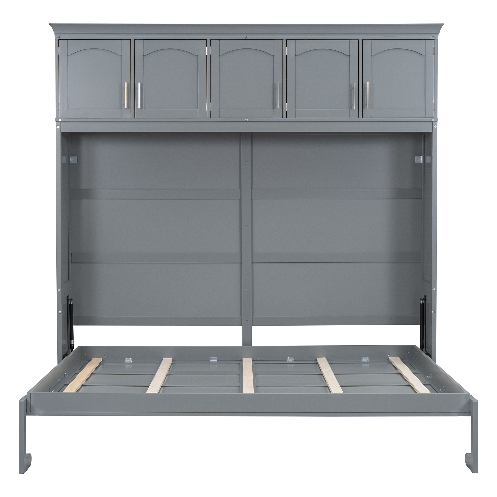 Full Size Murphy Bed Wall Bed with Top Cabinets,Gray - Image 26