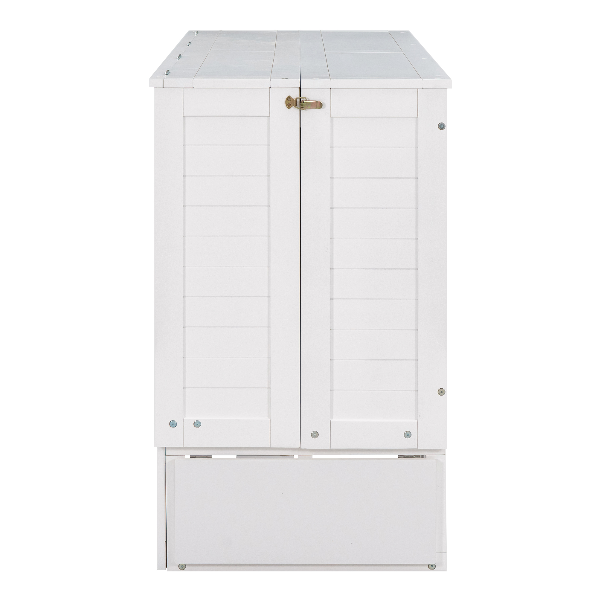 Queen Size Mobile Murphy Bed with Drawer and Little Shelves on Each Side White - Image 13