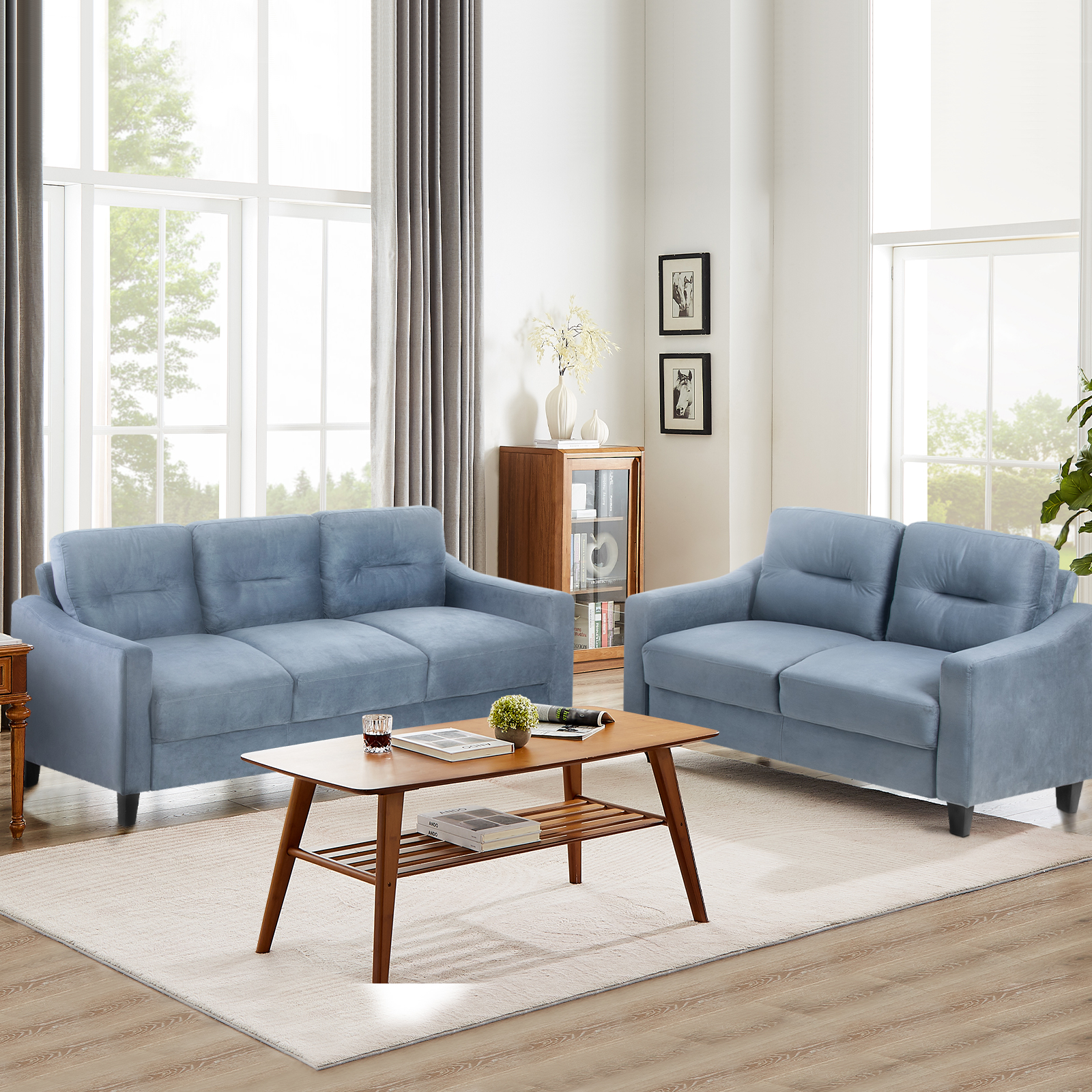 Gray Couch Comfortable Sectional Couches and Sofas for Living Room Office Small Space Chenille - Image 5