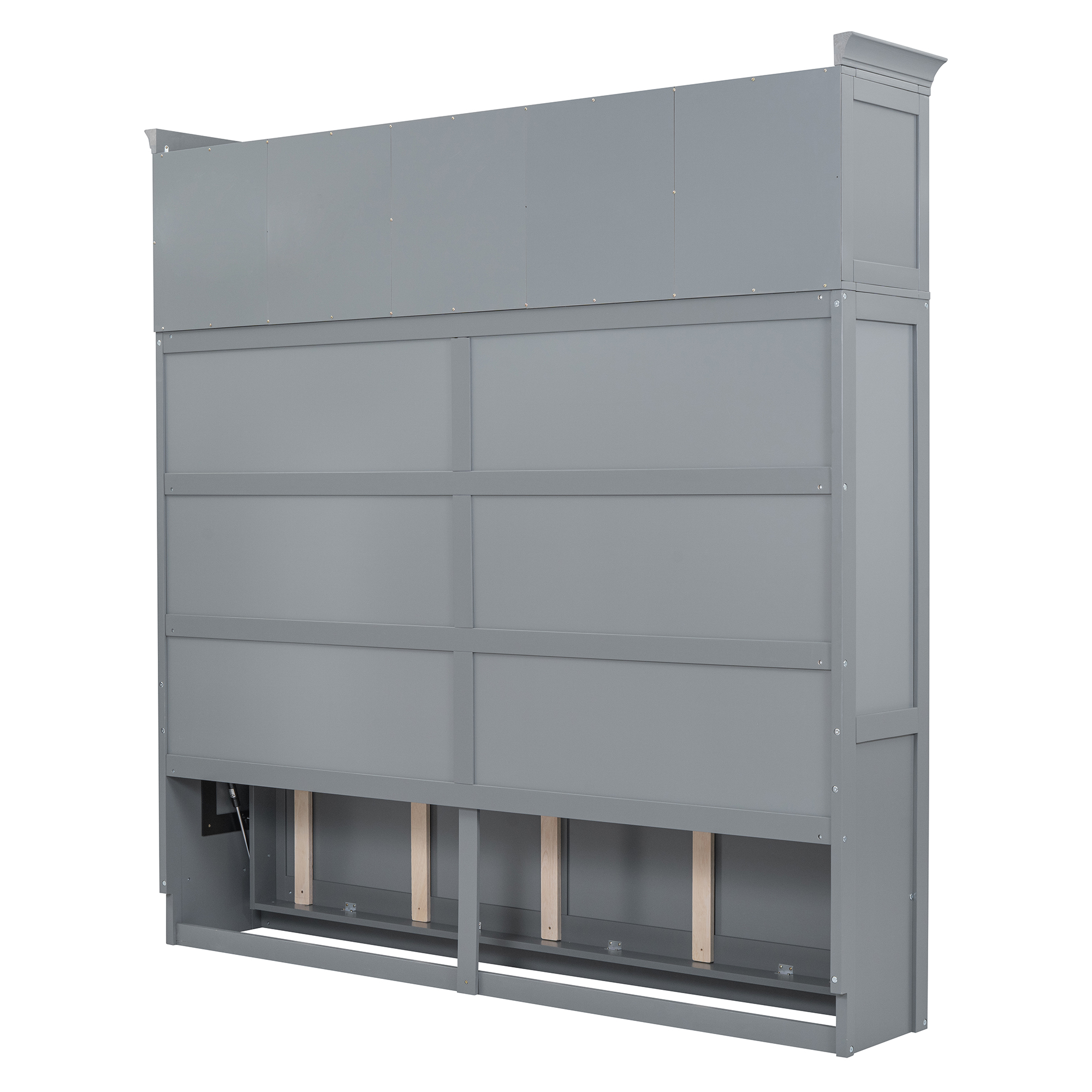 Full Size Murphy Bed Wall Bed with Top Cabinets,Gray - Image 19