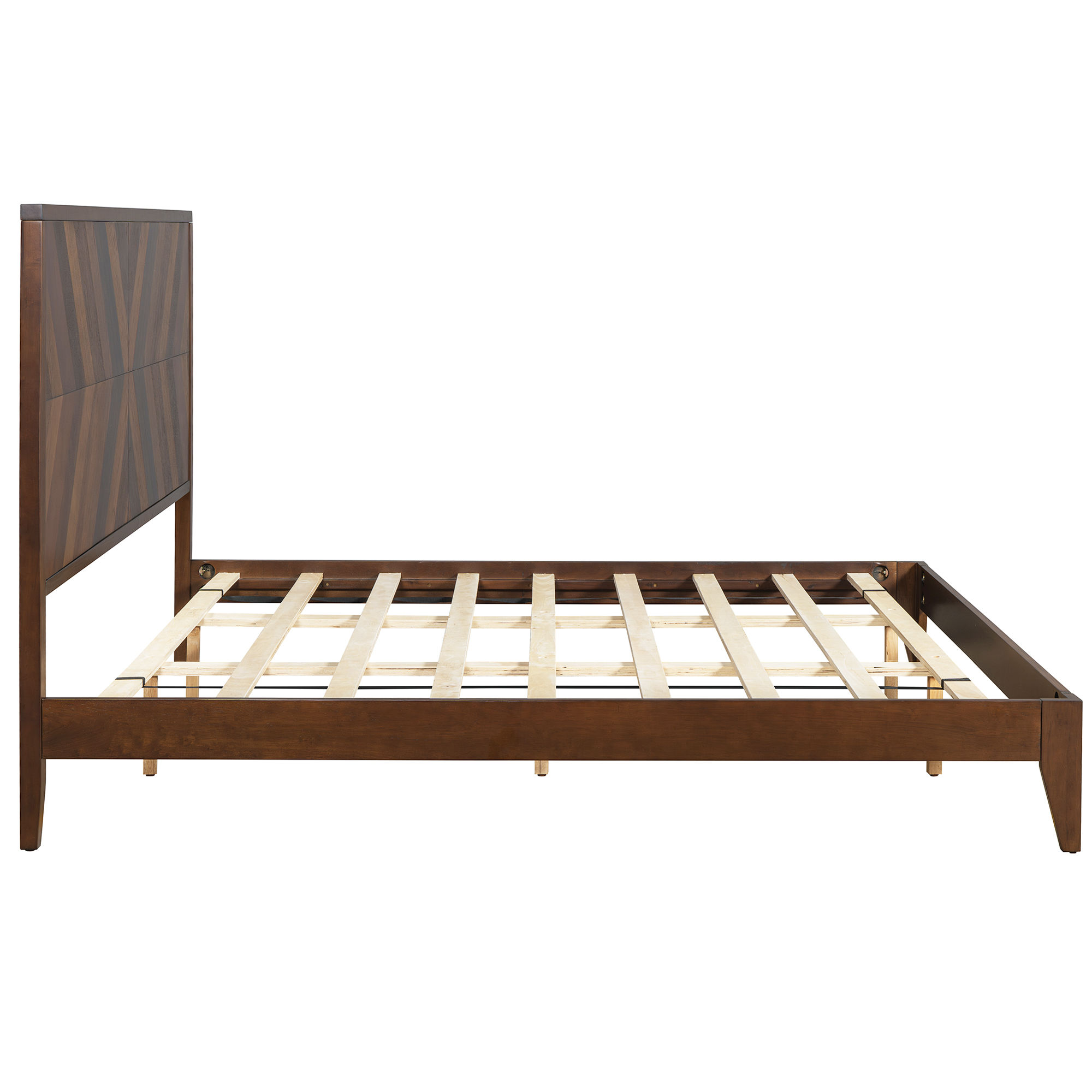 Mid-Century Modern Platform Bed Wood Slat Support with No Box Spring Needed,King Walnut - Image 15